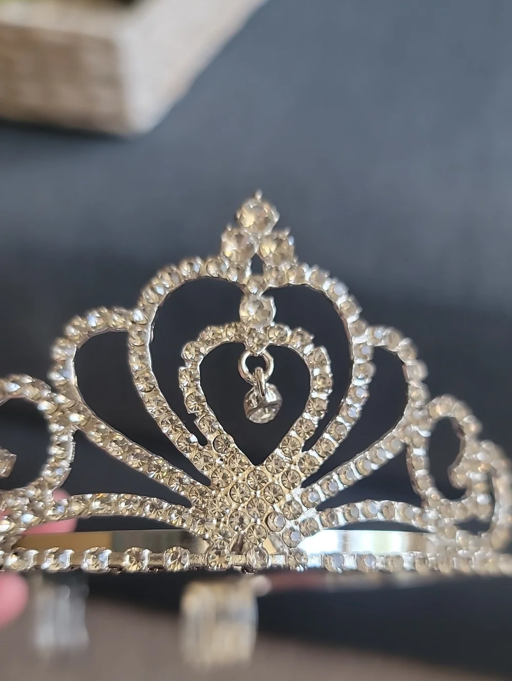 Boutique Silver Crystal Heart Tiara Headband